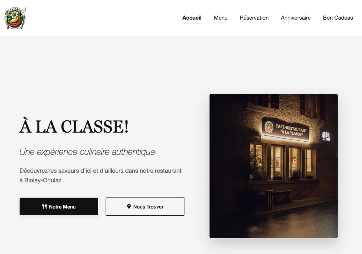 Aperçu du site À La Classe
